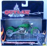 images Outlaw Steel (Green w/Red Flames) Bike (1:18 scale) Edition