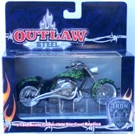 images Outlaw Steel (Black w/Green Flames) Bike (1:18 scale) Edition