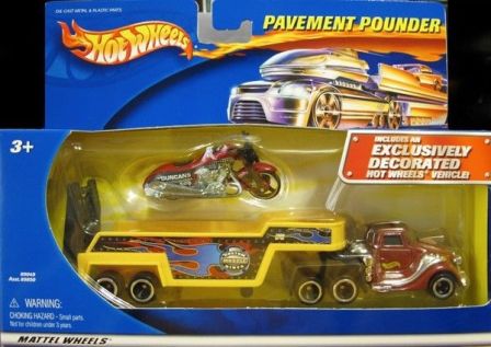 K HOTWHEELS 2002 PAVEMENT POUNDER WITH BLACK SCORCHIN SCOOTER 