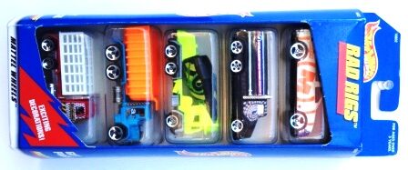 images Rad Rigs Gift Pack “Multi-Colors-Collection w/Various Wheels” (Hotwheels 1:64 Scale 5-Car Box Set) “Rare-Vintage” (1997)