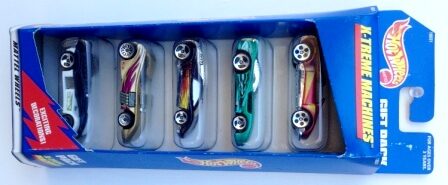 X-Treme Machines Gift Pack “Multi-Colors-Collection w/Various Wheels” (Hotwheels 1:64 Scale 5-Car Box Set) “Rare-Vintage” (1997)